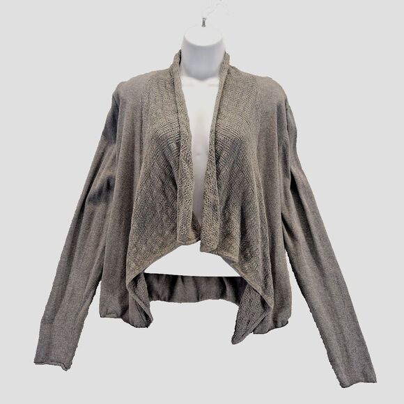 Converse One Star Womens Gray Cropped Open Waterfall Cardigan Long Sleeve Size L - Picture 1 of 14